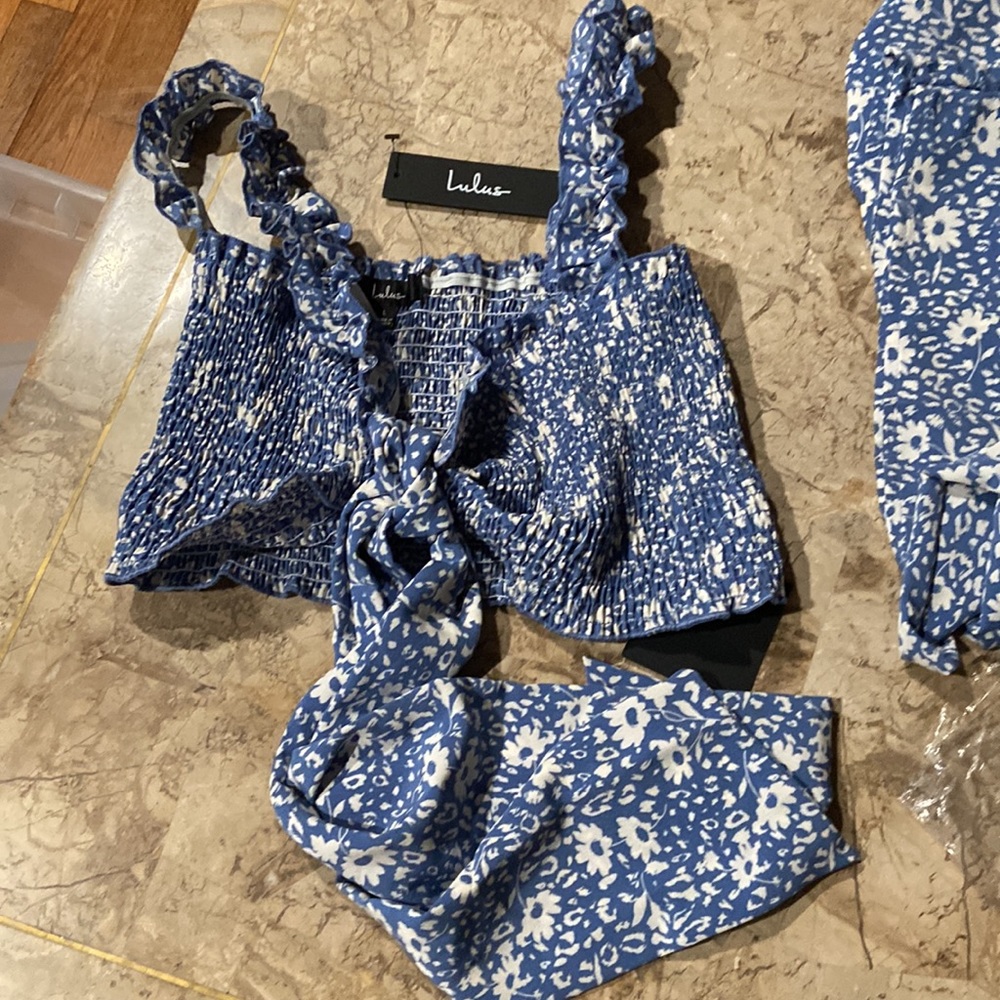 Beneath the Sun, Blue Floral Print Two Piece - Picture 3 of 3